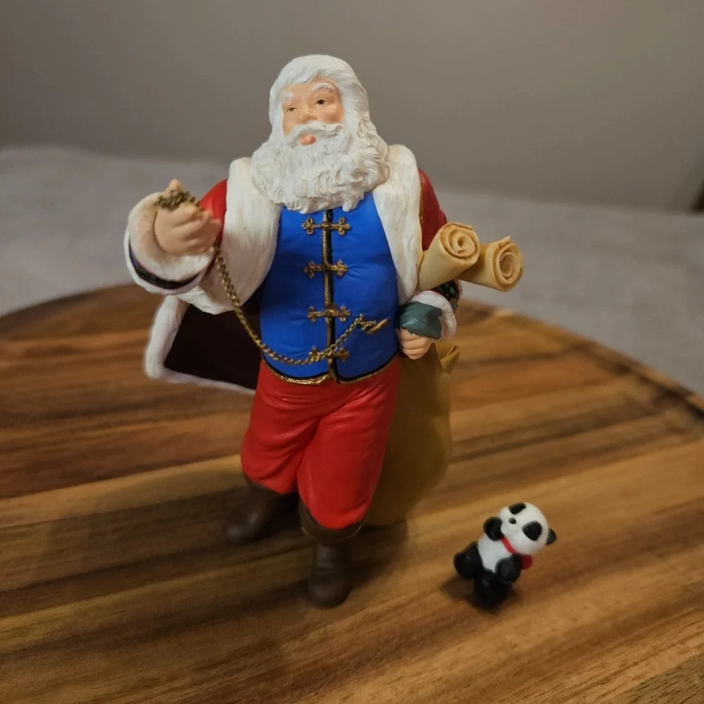 HALLMARK‎ KEEPSAKE ORNAMENT SANTA CLAUS PANDA SET OF 2 2001 PATRICIA ANDREWS